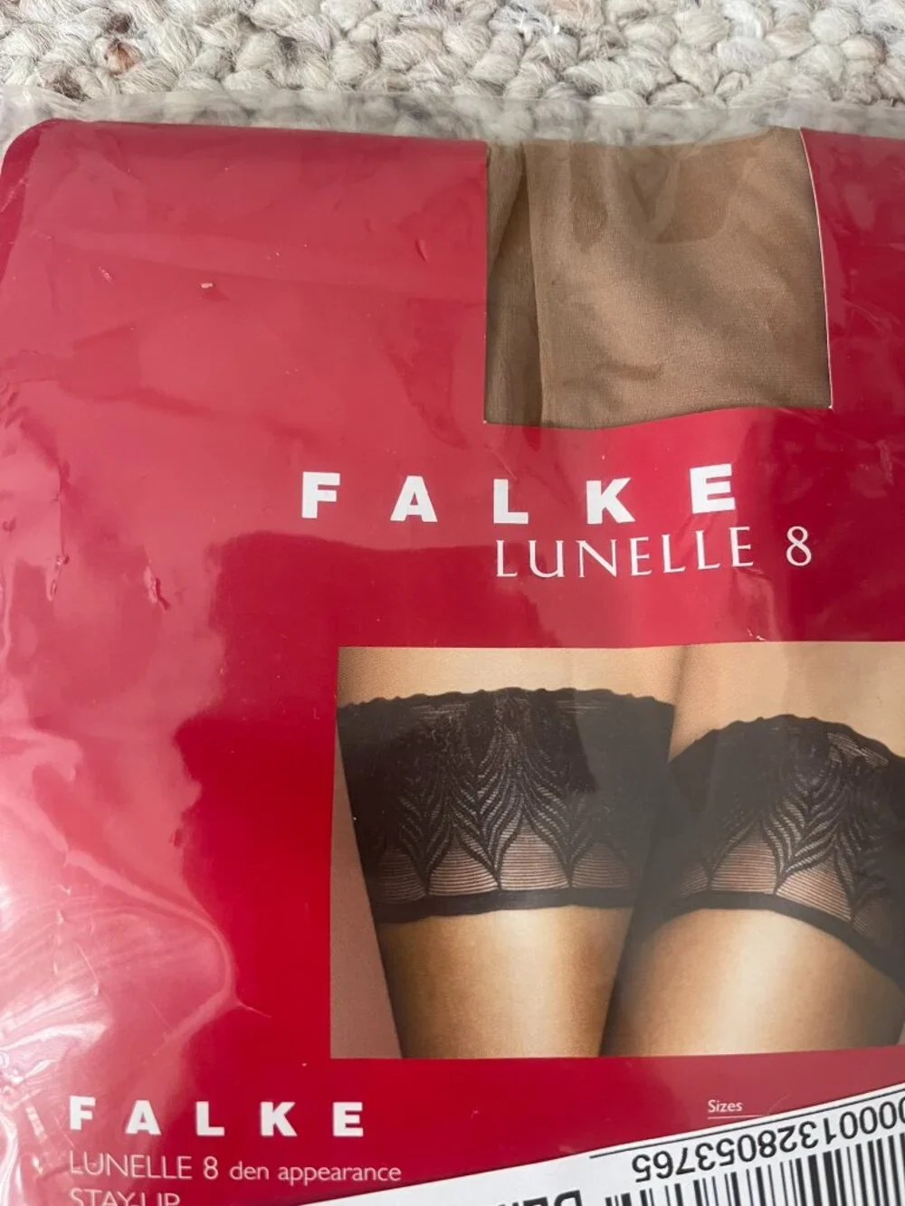 Falke Lunelle 8 Sheer Stay-Up Thigh-Highs Size 2 = 9.5 - 10 Powder Stockings NEW